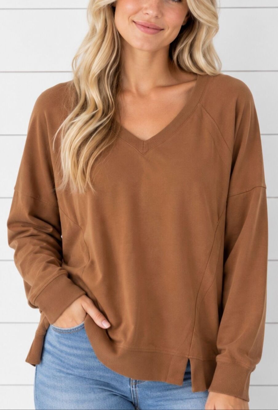 J.Jill Fit brown v neck oversized sweater size large
